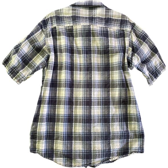 Redhead Vintage Blue Plaid Seersucker Button Front Short Sleeve Shirt Medium - Picture 7 of 9